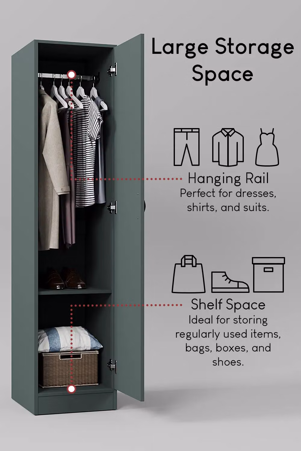 Home Discount Vida Designs Riano 1 Door Wardrobe Storage Organiser in Green – 3