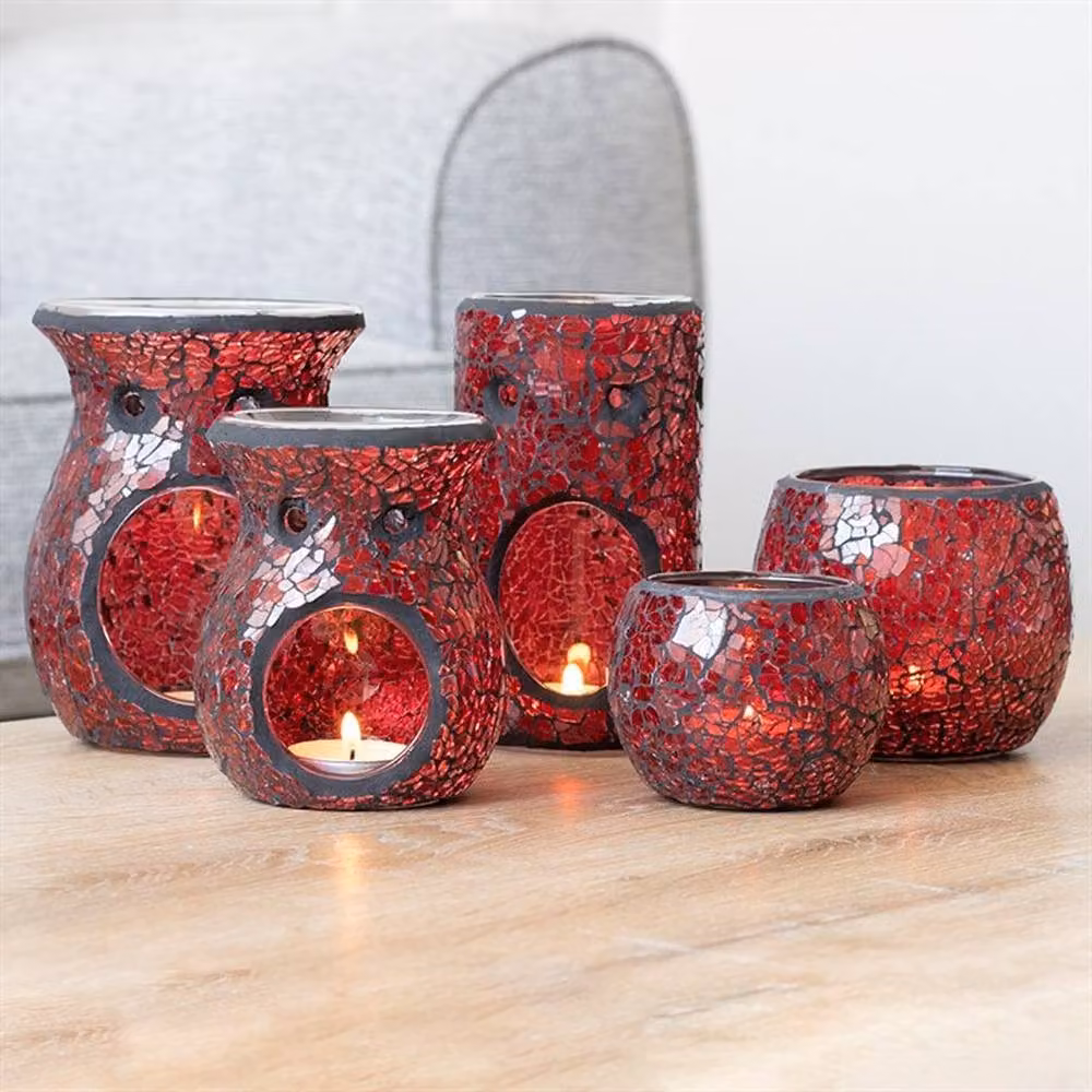 Uniqueful Red Pillar Crackle Glass Oil Burner and Wax Warmer – 2