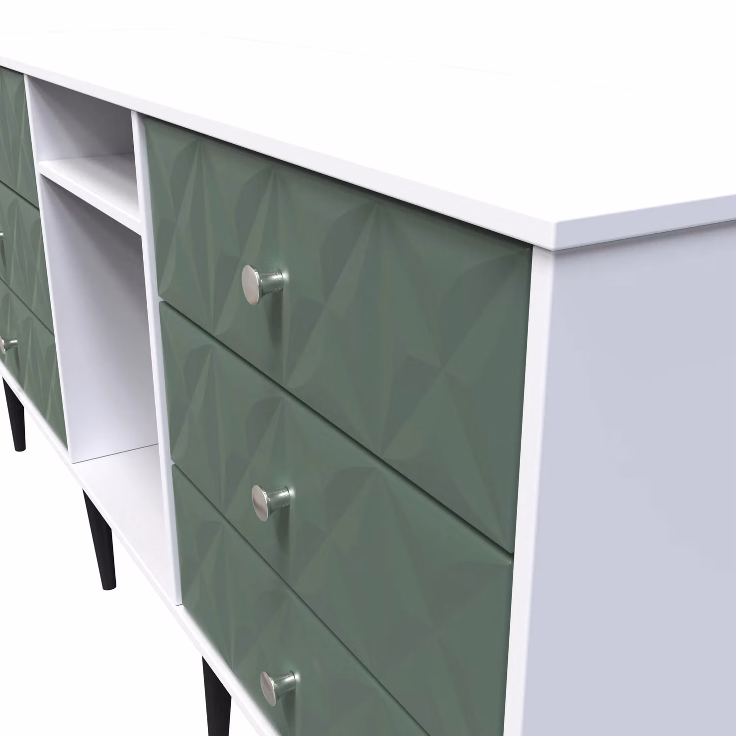 Ready Assembled 2 U Toledo 6 Drawer Sideboard in Green and Black – 3