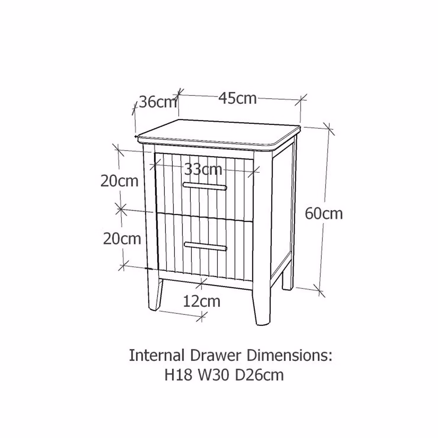 Cabinet Bits Fregona 2 Drawer Bedside Table in Light Grey – 2