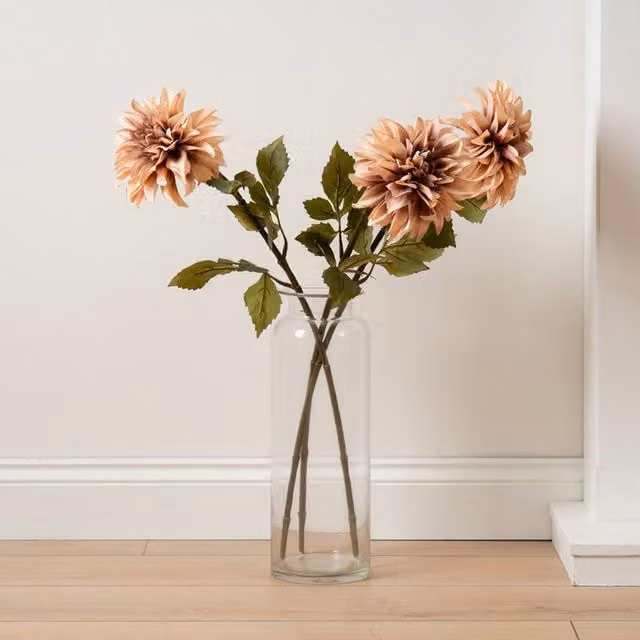 Scottish Everlastings Ltd Pink Dahlia Flower Stem Set of 3, Height: 70 cm