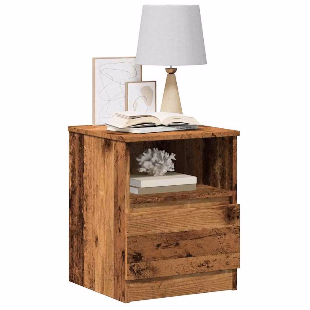 Berkfield Home Classic Bedside Cabinets, 2 Piece Set in Old Wood Brown, W/D/H: 40 x 40 x 50 cm – 2