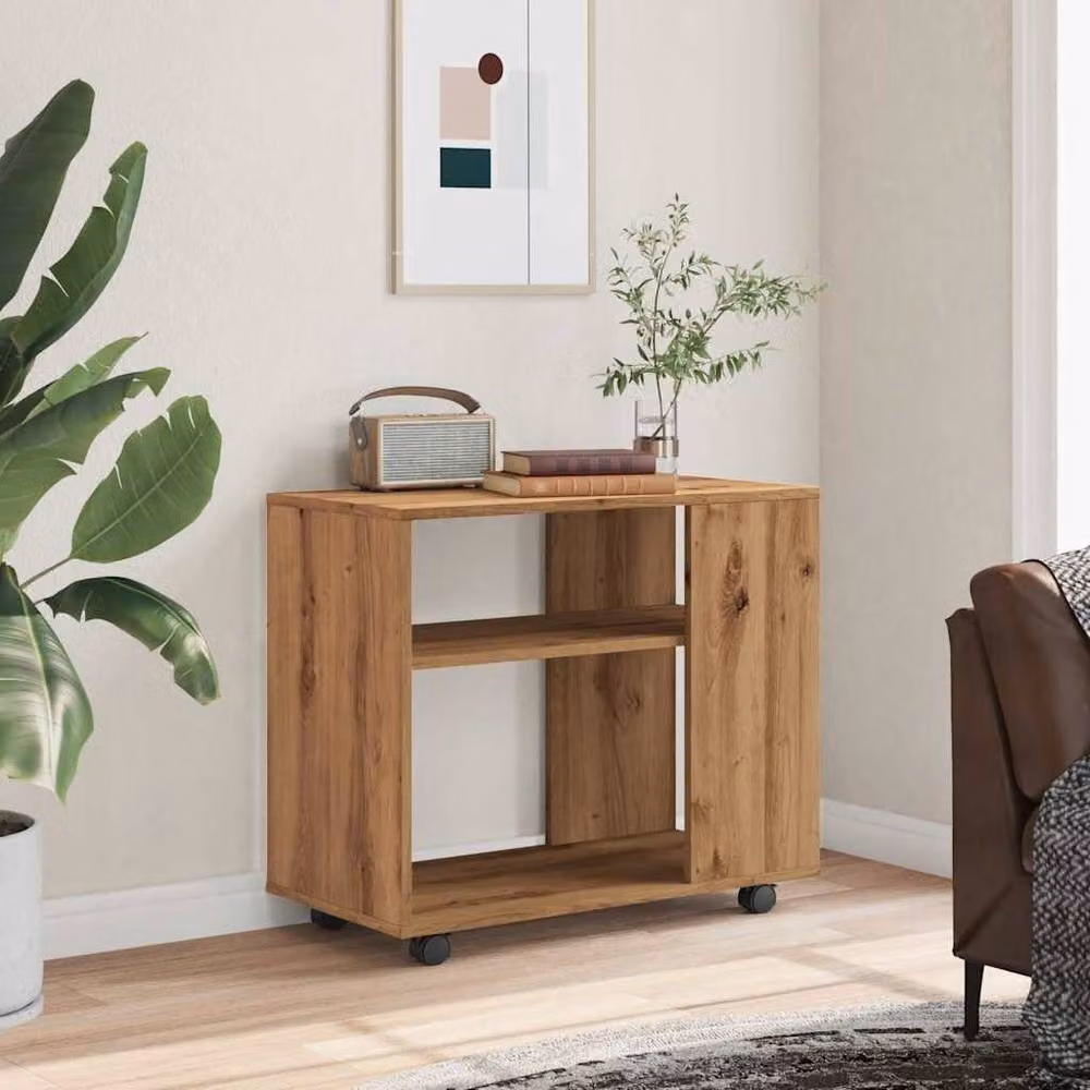 Berkfield Home Artisan Oak Side Table in Brown, W/D/H: 70 x 35 x 55 cm – 3
