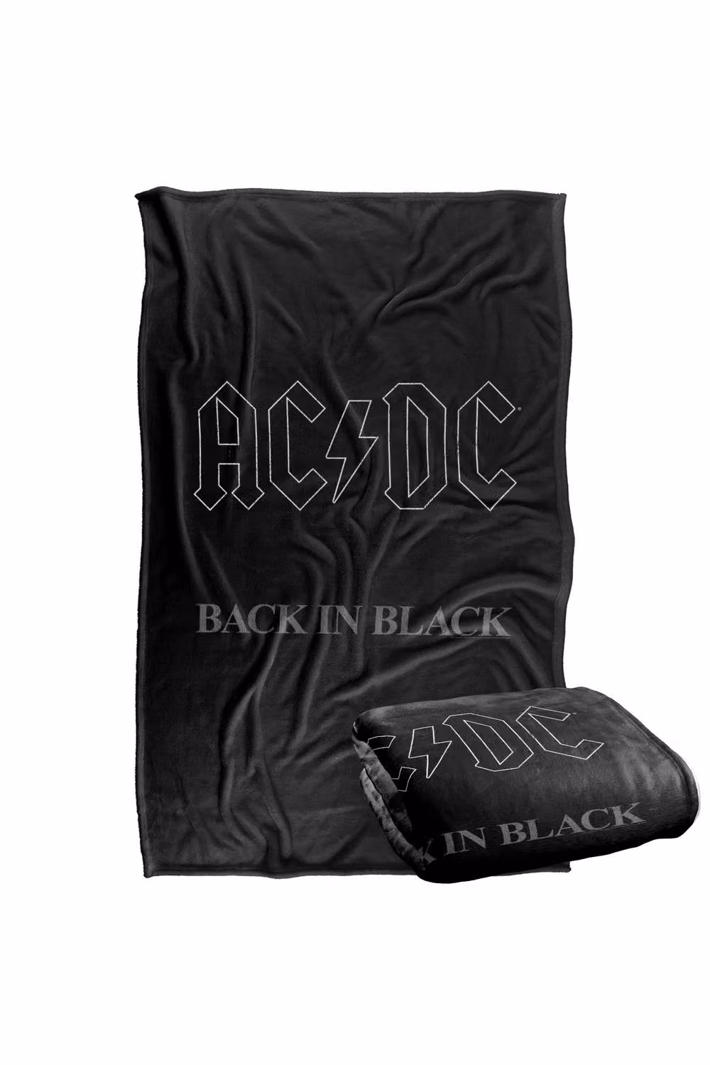AC/DC Back In Black Super Soft Silky Touch Fluffy Throw Blanket, Black and Multicolour, Large – 2
