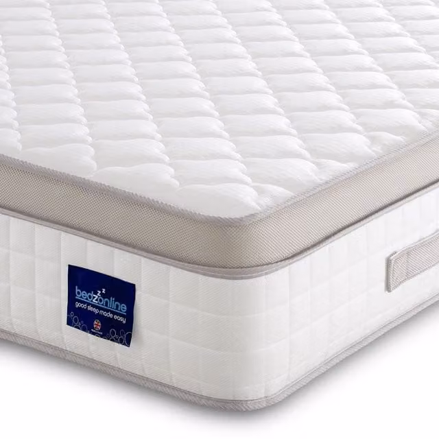 Bedzonline Beige and White Hybrid Knit Fabric Mattress, W/D/H: 135 x 190 x 25 cm