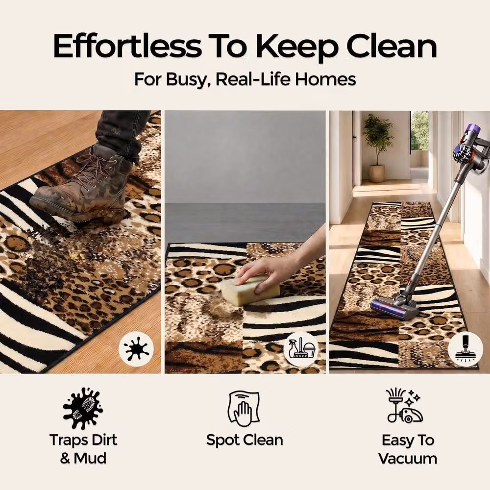 Bravich LTD Animal Print Safari Hallway Runner Rug, Multicolour, W: 60 cm, L: 150 cm – 5