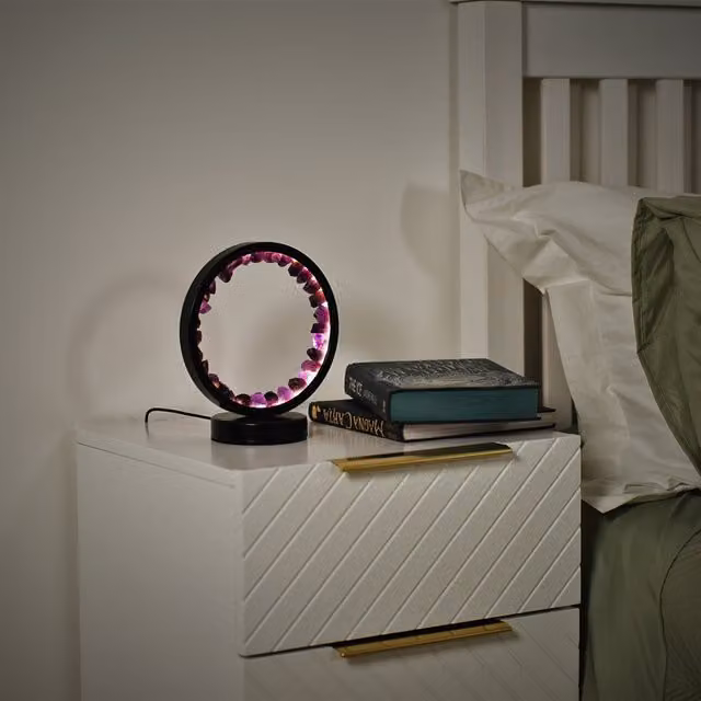 ValueLights Purple Natural Crystal Table Lamp and Night Light