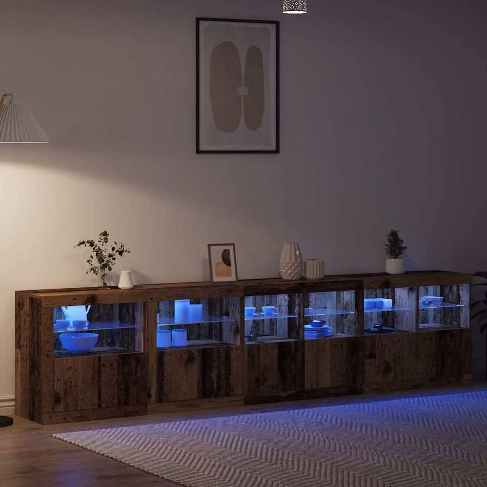 Berkfield Home Rustic Brown Sideboard with Integrated LED Lights, W: 283 cm, D: 37 cm, H: 67 cm – 5