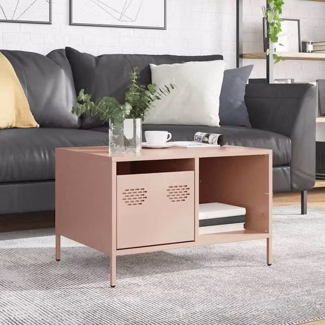 Berkfield Home Sturdy Pink Metal Coffee Table W/D/H: 68.5 x 50 x 43.5 cm – 1