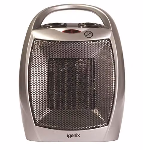 Igenix IG9030 Ceramic Electric Low Energy Fan Heater with 2 Heat Settings and Cool Fan Setting, Silver