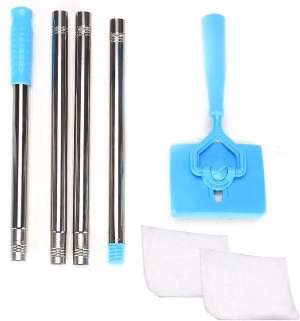 VOGREX Microfibre Baseboard and Skirting Mop with Telescopic Handle and Refillable Head in Blue
