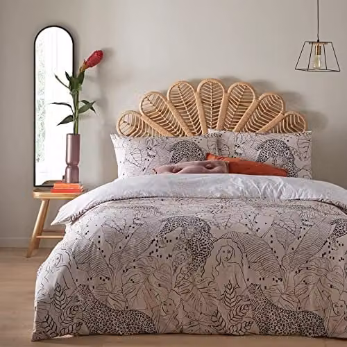 Riva Home Aurora Reversible Floral Duvet Cover Set in Pink, Black and Beige, W/D/H: 200 x 200 cm with Pillowcases 50 x 75 cm