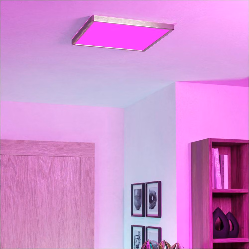 Loops Modern Square LED Ceiling Light in Silver Metal with Included Bulb – 2