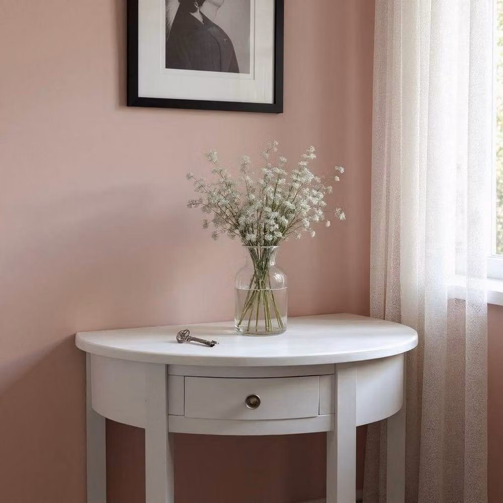 Minster Single Drawer Side Table in White, W80 x D35 x H80 cm – 5
