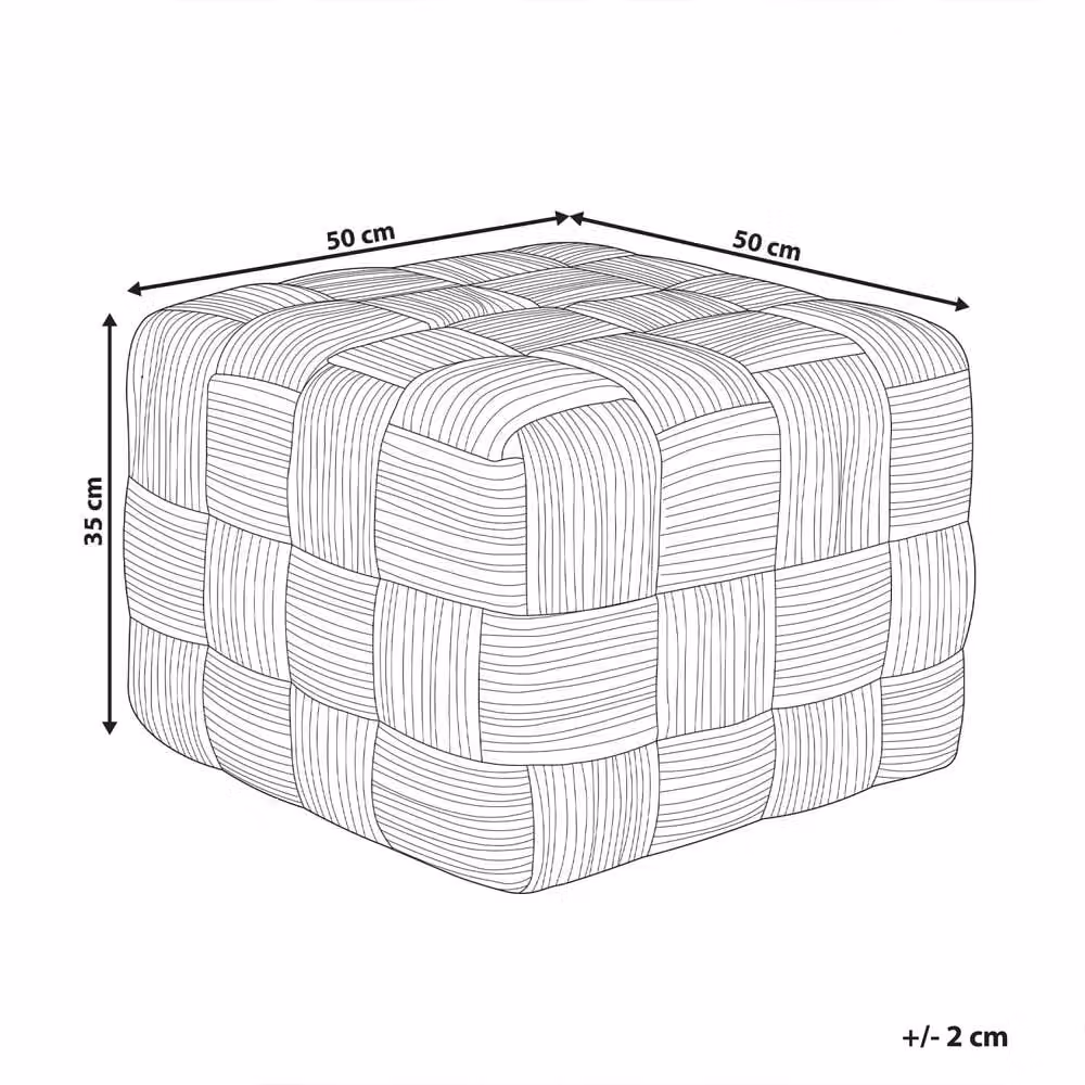 Wyld and Coco Beige Boho Rattan Pouf Ottoman, W/D/H: 50 x 50 x 50 cm – 3