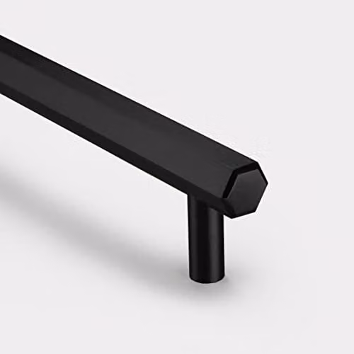 Pushka Home Solid Brass Hexagon Bar Handles in Matt Black Finish, Hole Centre: 632 mm