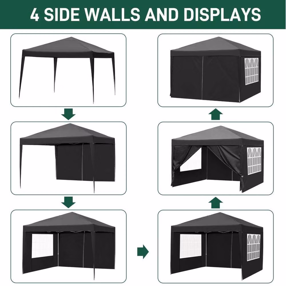 Kelvenix Heavy Duty Pop Up Waterproof Gazebo Marquee in Black – 5