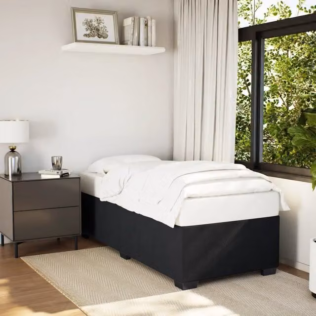 Berkfield Home Single Velvet Upholstered Bed Frame, Black, W/D/H: 90 x 190 cm – 1
