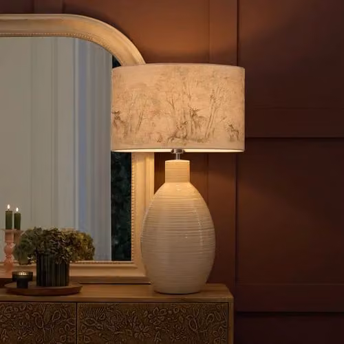 Voyage Maison Epona Ceramic Table Lamp with Enchanted Forest Eva Fabric Lampshade in Beige – 3