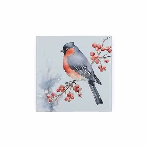 Purely Home Christmas Bird Glass Hot Pot Stand, Non-Slip Square Trivet, W: 20 cm x D: 20 cm – 2
