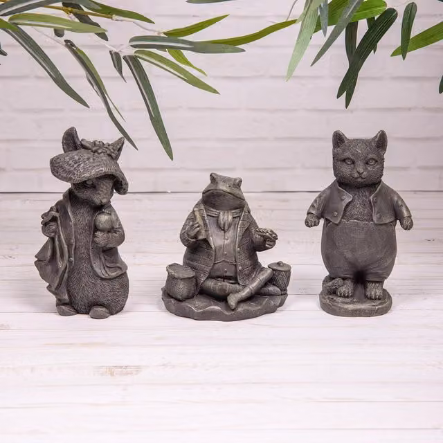 Annibells Set of 3 Beatrix Potter Tom Kitten Garden Ornaments, Grey