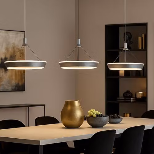 Netlighting Ferra Triple Ring LED Pendant Light, Grey Matt, Height Adjustable, Warm White – 2