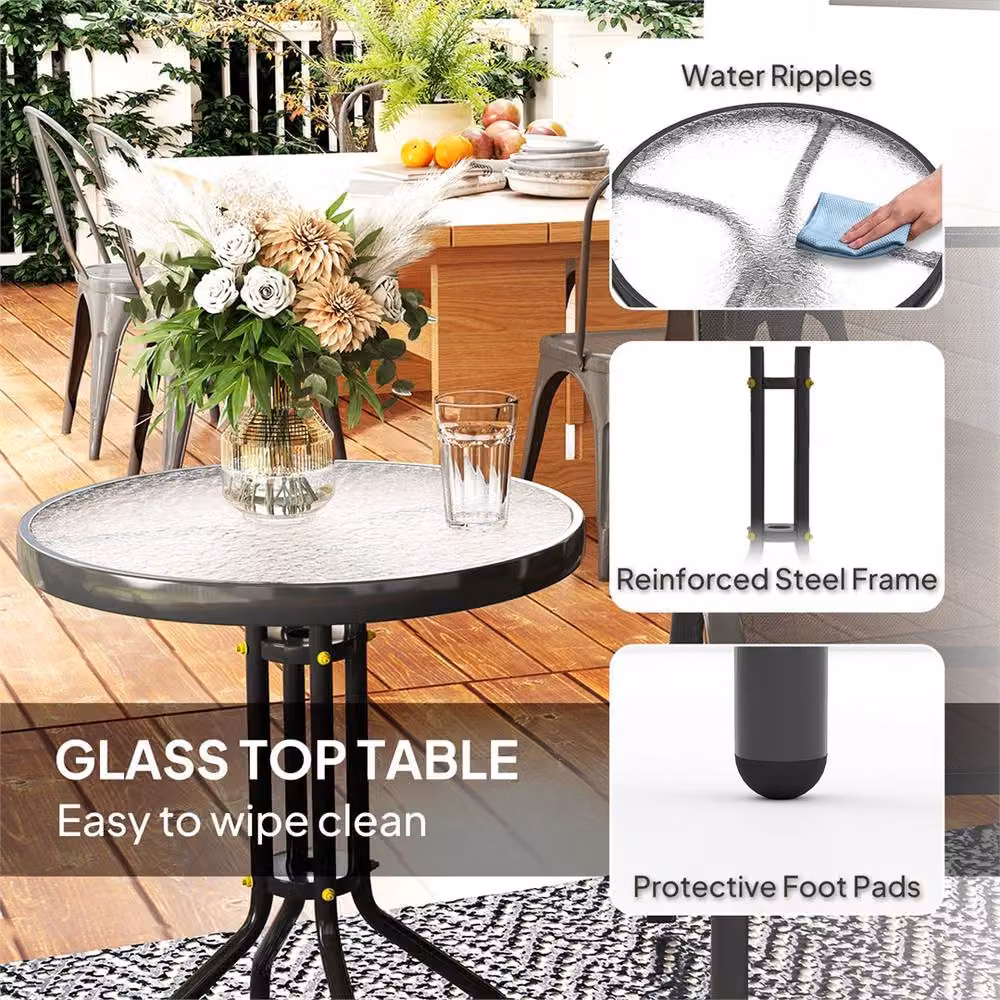 Nordara Black 3 Piece Bistro Garden Furniture Set, W/D: 100 x 100 cm – 4