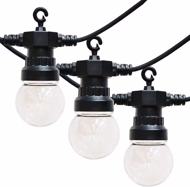 ValueLights 10 Set Black Outdoor LED Festoon String Lights with Warm White Glass Spheres – 1