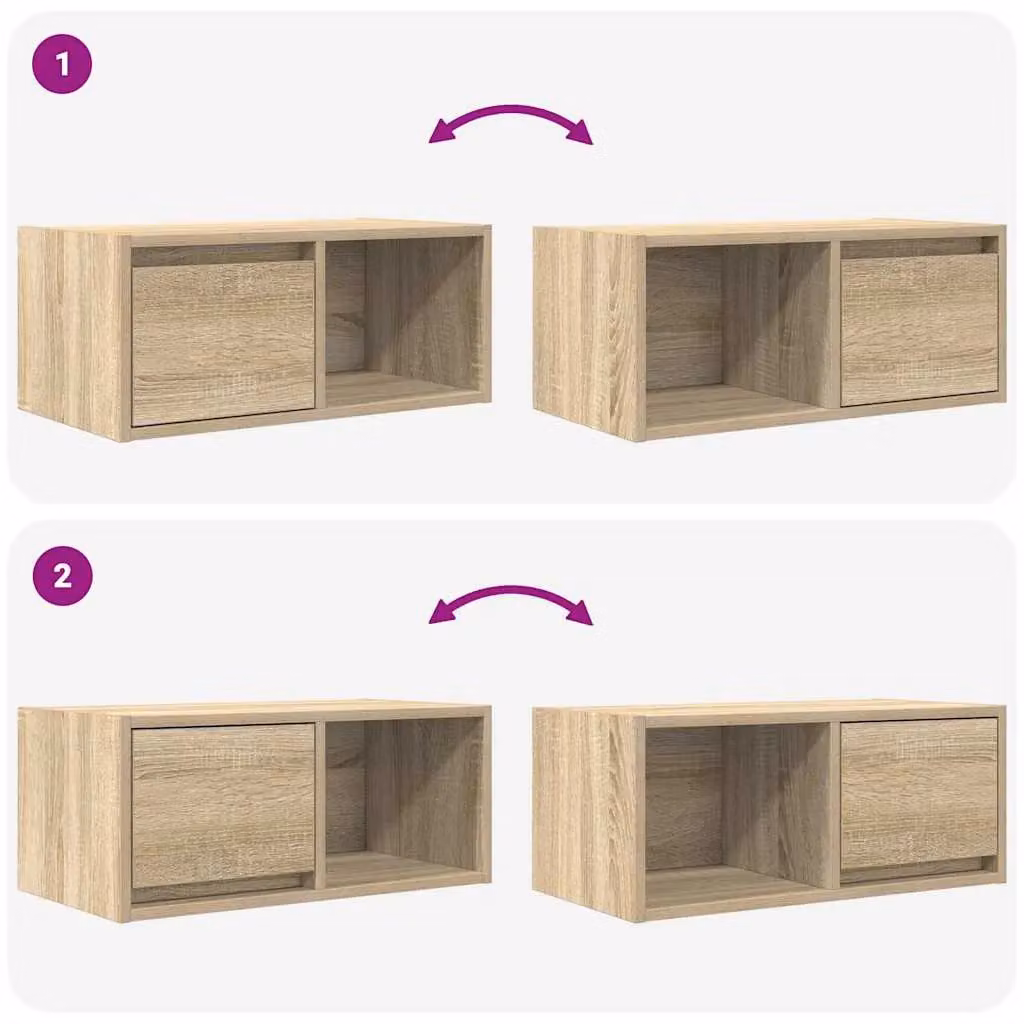 Berkfield Home Sonoma Oak TV Cabinet in Brown, W: 60 cm, D: 31 cm, H: 25.5 cm – 3