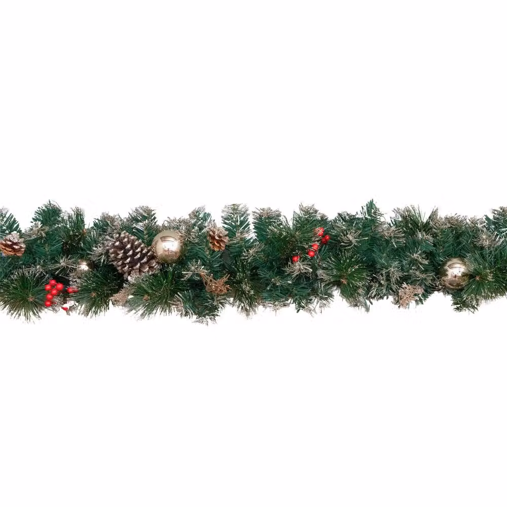 Samuel Alexander 1.8m Christmas Garland with Berries, Pine Cones and Gold Baubles in Green, Red and Gold – 4