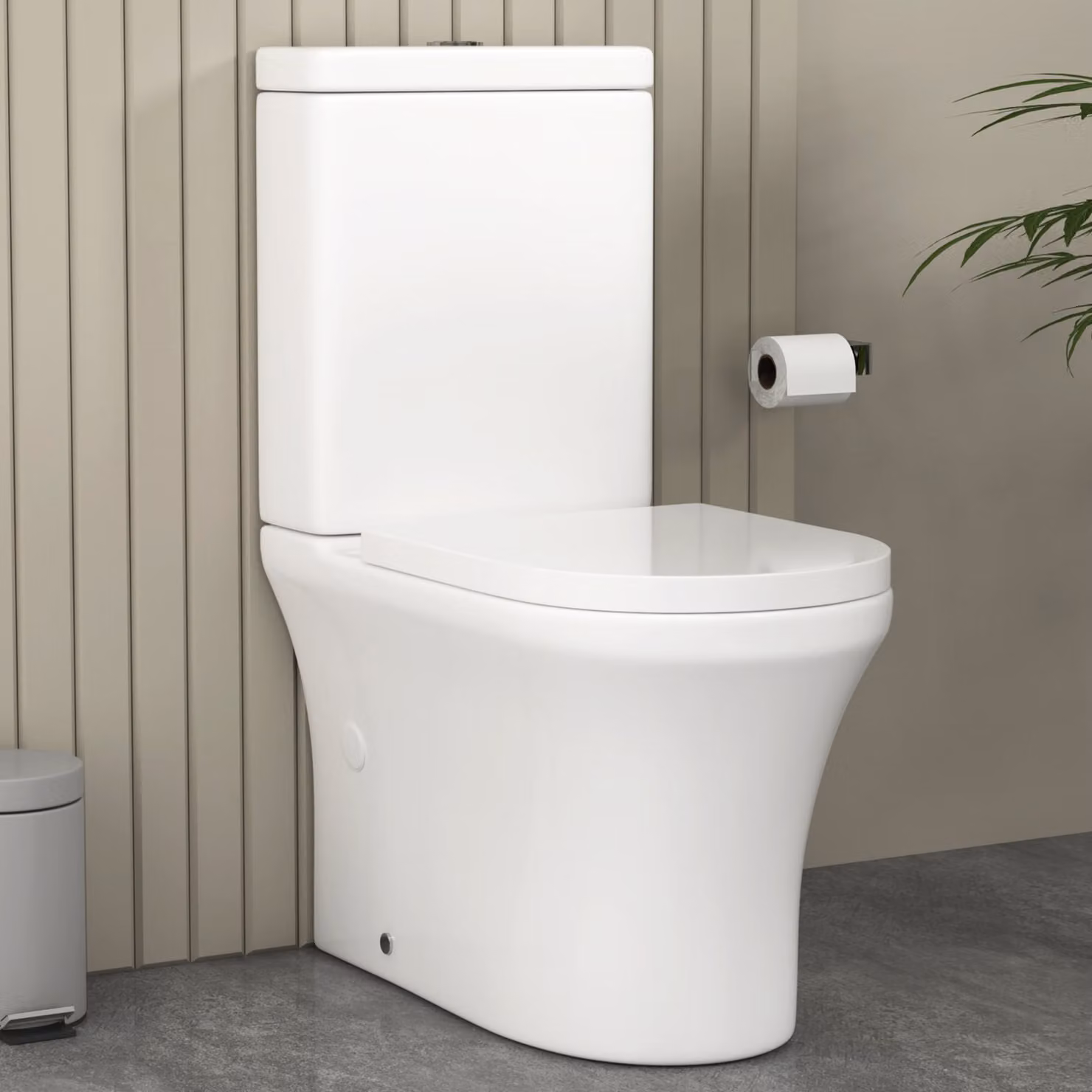 Royal Bathrooms Oslo Close Coupled Rimless Ceramic Toilet in White with Whirlwind Flush Pan and Soft Close Seat