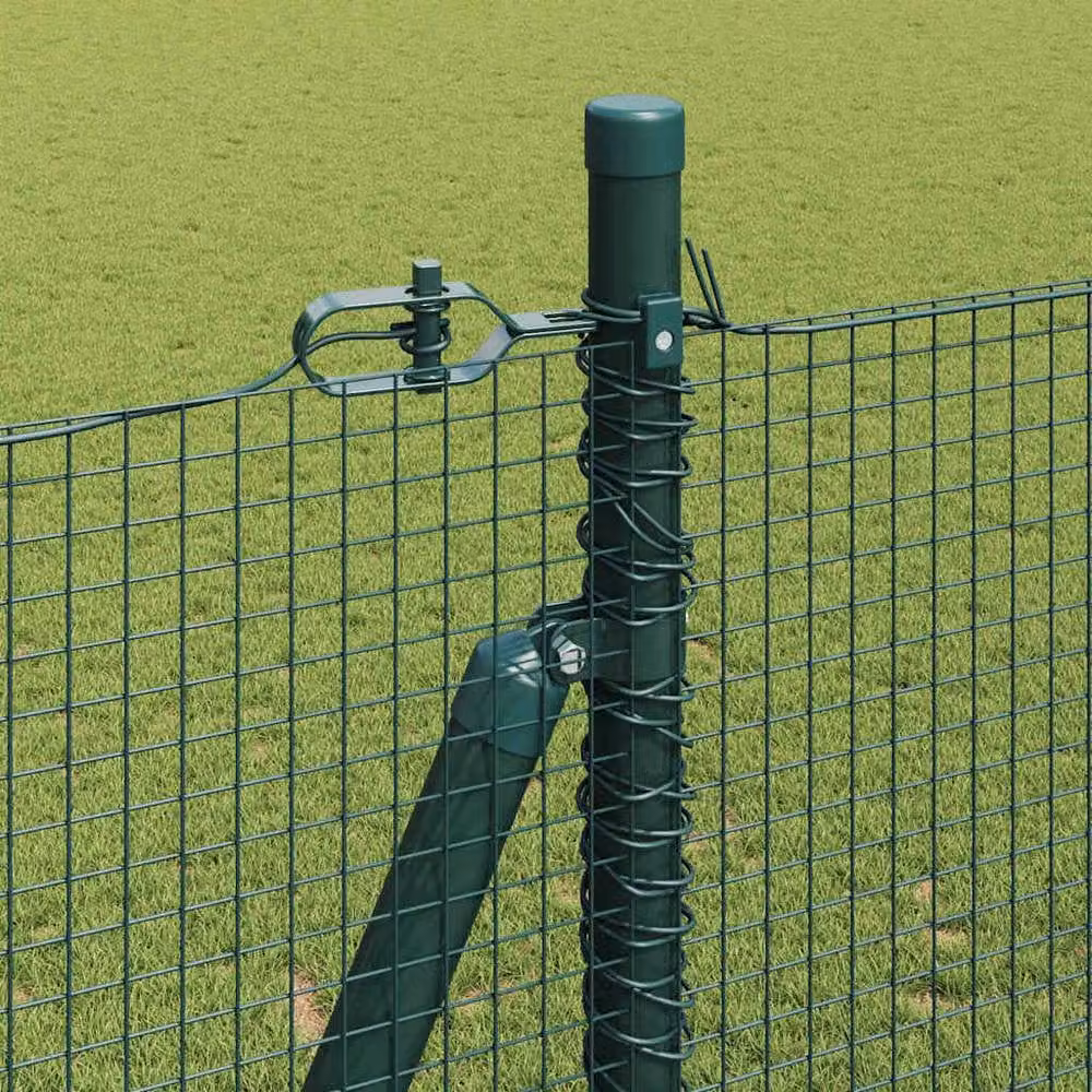 Berkfield Home Green Welded Wire Fence with 7 Flanged Posts, Steel, 1.6 x 10 m – 4