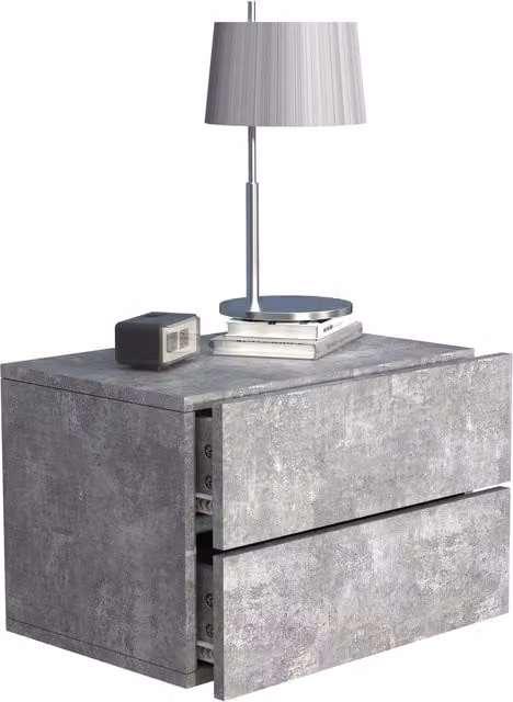 VCM Usal Modern Wooden Wall Hanging Bedside Table in Grey, W: 45 cm, D: 32 cm, H: 30 cm