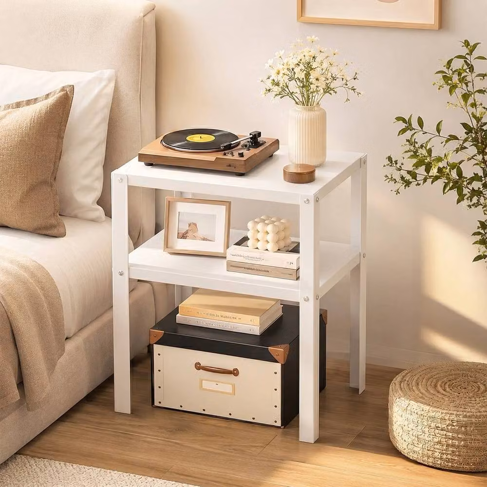 FORGEVIO 3 Tier White Side Table and Bedside Coffee Table – 2