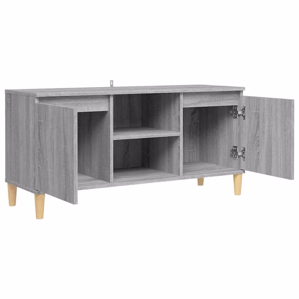 Berkfield Home TV Cabinet in Grey Sonoma with Solid Wood Legs, W: 103.5 cm, D: 35 cm, H: 50 cm – 3