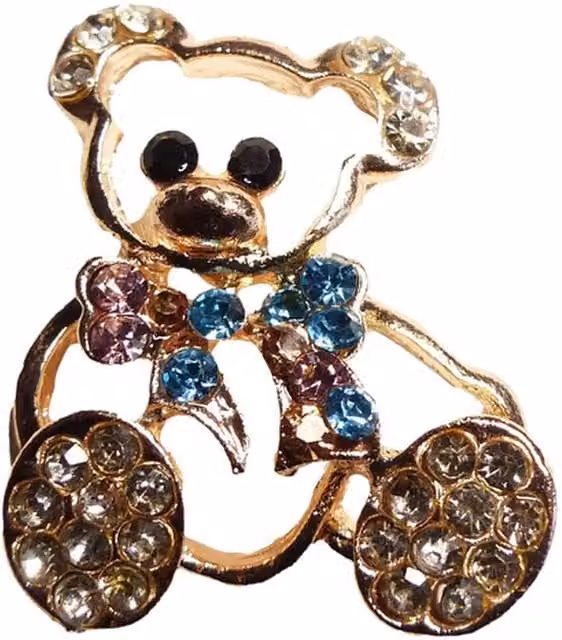 Syntego Crystal Teddy Bear Diamante Charm Embellishment in Rose Gold, Gold, Pink and Blue Metal
