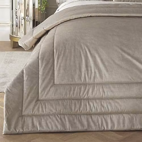 Laurence Llewelyn-Bowen Luxury Quilted Velvet Bedspread in Silver Grey, W: 150 cm, L: 220 cm