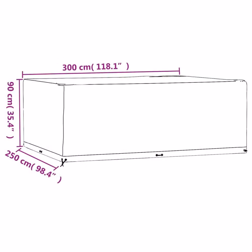 Berkfield Home Durable Rectangular Garden Furniture Cover with 16 Eyelets, Black, W/D/H: 300 x 250 x 90 cm – 5