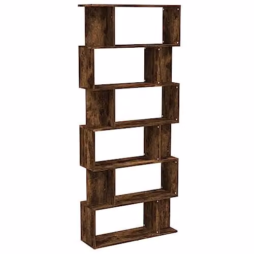 vidaXL Revera Book Cabinet and Room Divider in Smoked Oak, W/D/H: 80 x 24 x 192 cm