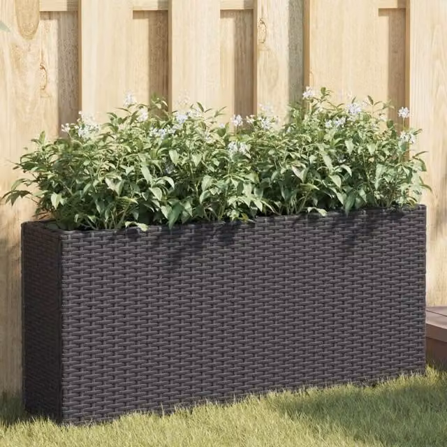 Berkfield Home Garden Planter with 2 Pots, Black, W/D/H: 90 x 20 x 40 cm – 1