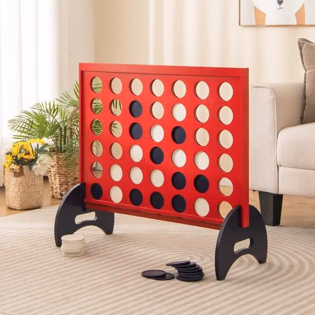 Costway Giant 4-in-a-row Wooden Game Set in Red