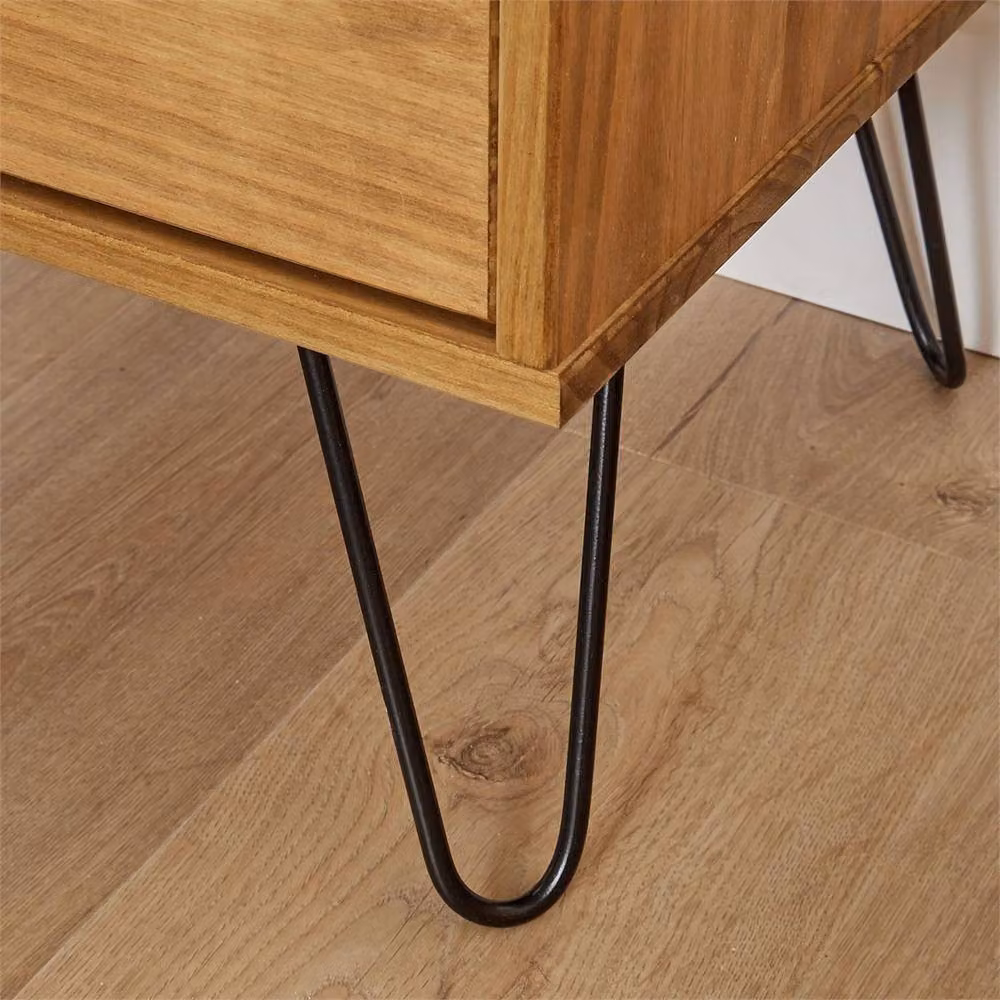 NESTLUNE Brown 2 Drawer Bedside Table in Natural Washed Pine – 2