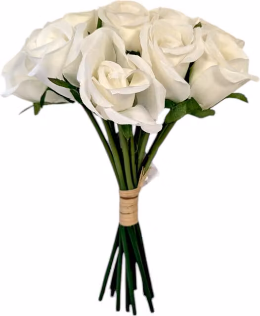 Kingsbury Gifts White Artificial Rose Bouquet with 13 Textile Stems