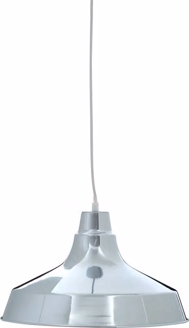 Interiors by Premier Modern Chrome Metal Cylinder Pendant Light in Silver and White