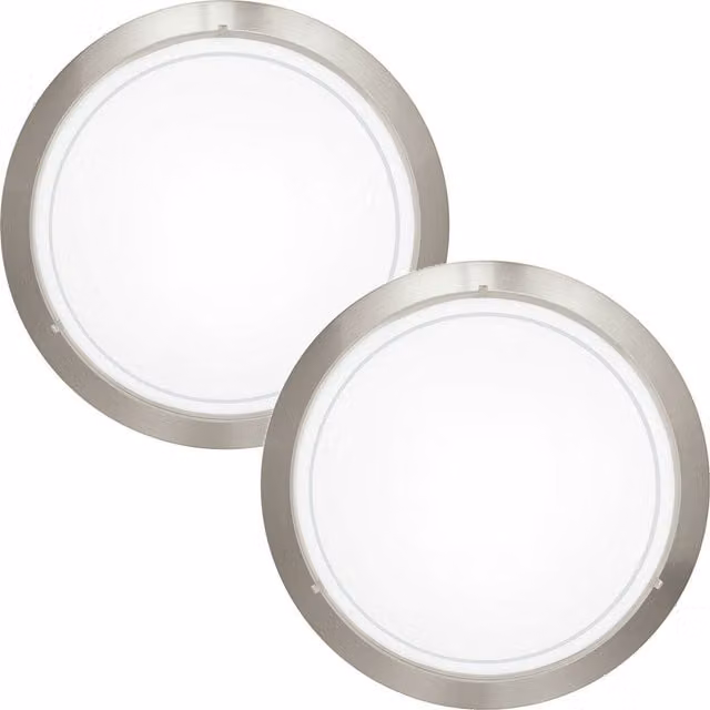 Loops 2 Pack Wall and Ceiling Light in Satin Nickel and White with Clear Glass, E27 60W