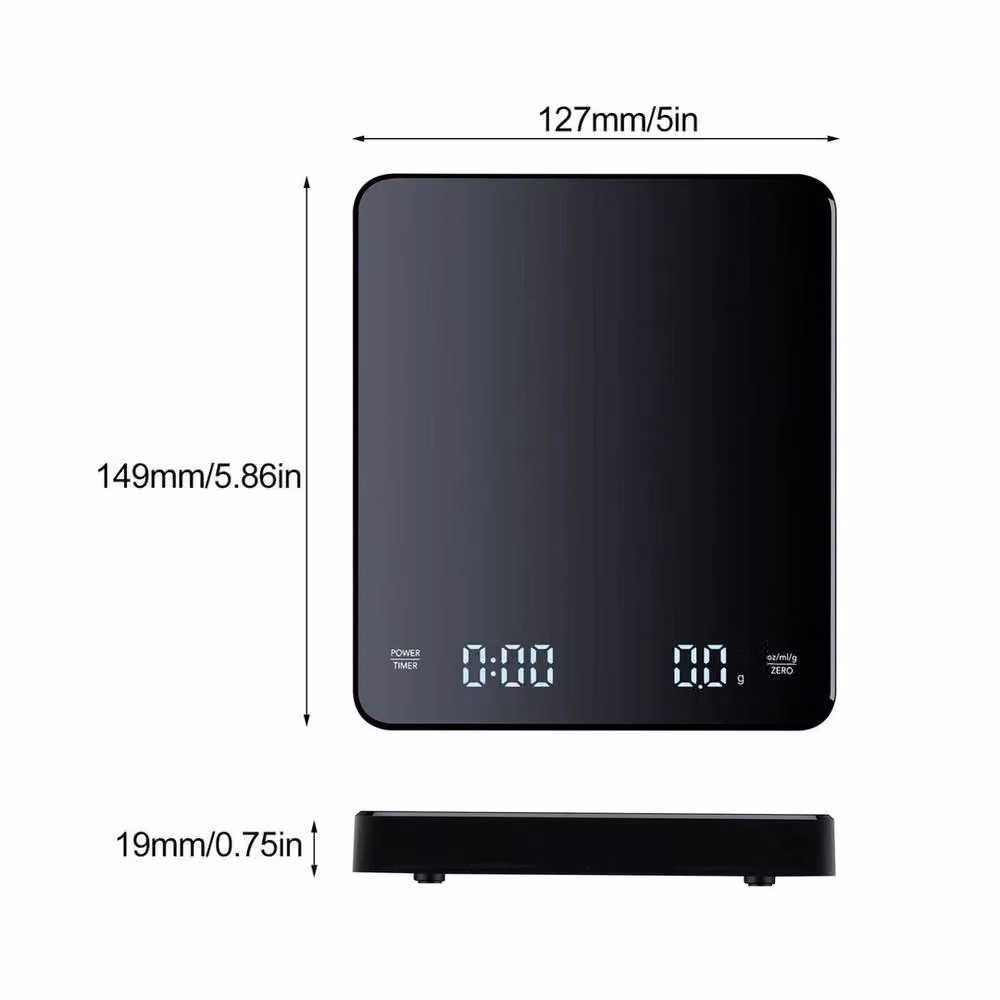 EONLION Digital Coffee Kitchen Scale with Timer and Digital Display, Black – 2