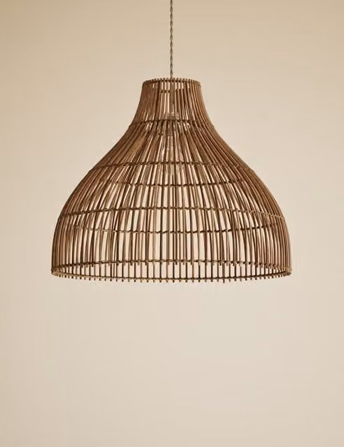 M&S Rustic Brown Rattan Bell Large Easy Fit Lampshade
