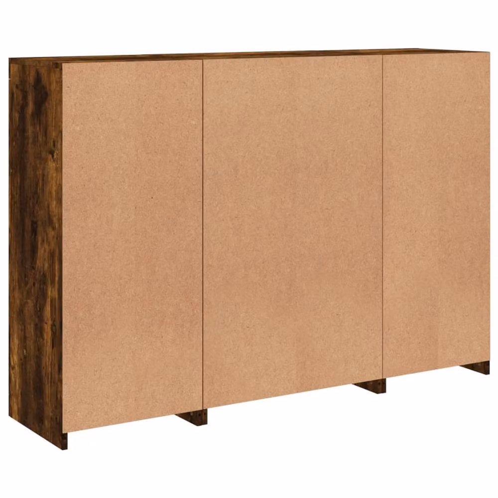 Berkfield Home Set of 3 Modern Smoked Oak Sideboards with Integrated LED Lighting in Brown – 5