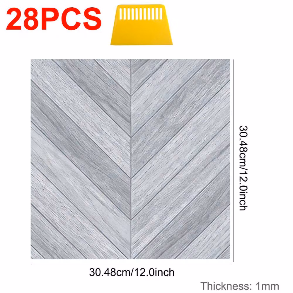 Ventryn 28-Piece Grey Self-Adhesive Textured Vinyl Floor Tiles, W/D: 30.48 x 30.48 cm – 2