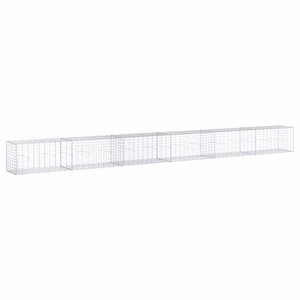 Berkfield Home Silver Galvanised Steel Gabion Basket with Cover W/D/H: 600 x 50 x 50 cm – 2